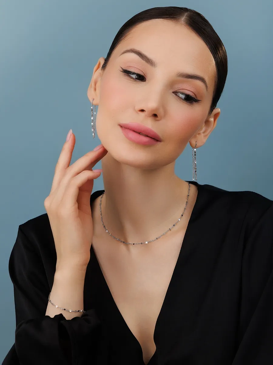 Veronika Jewelry Factory Gümüş 925 Küpe Geçişli Sarkıtlar Halkaları 439430619 Diğer