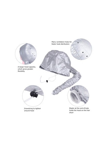 Fosenze Isıtmalı Saç Kurutma Şapkası - Gümüş Renk, El Yapımı Saç Bakım Aksesuarı Gümüş