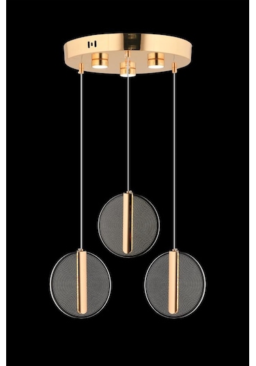 İstanbul Avize Parla 3'lü Gold Sarkıt Kumandalı Üç Renk Led Lüx Modern Ledli Avize