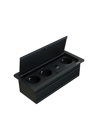 Metalline® Klip-line Bas-Aç Priz Sistemi Usb-A  Usb-C - Siyah