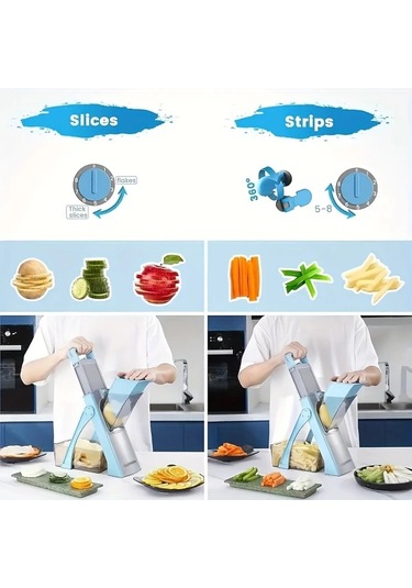 Dashanshop Genaı Çok Amaçlı Manuel Sebze Doğrayıcı Green Ayarlanabilir Gıda Kesici Çıkarılabilir Paslanmaz Çelik Bıçak Abs Mutfak Aleti Patates Salatalık Soğan Kesme İçin 1 Parça