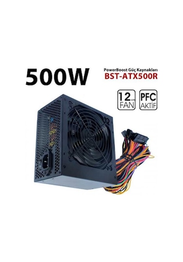 Powerboost Pb500ar 500w Apfc 2-pcı-e 6+2 Pin 12cm Siyah Fanlı Atx Power Supply