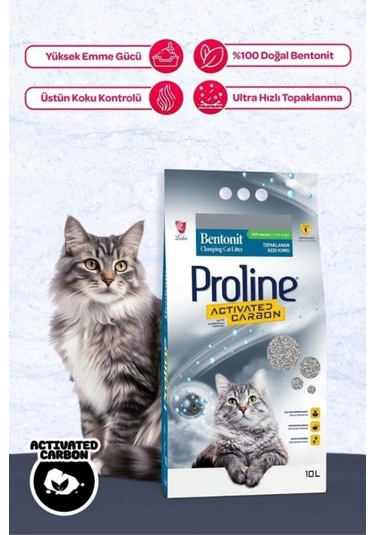 Pro Line Aktif Karbonlu 10 Lt Bentonit Kedi Kumu - 2 Adet