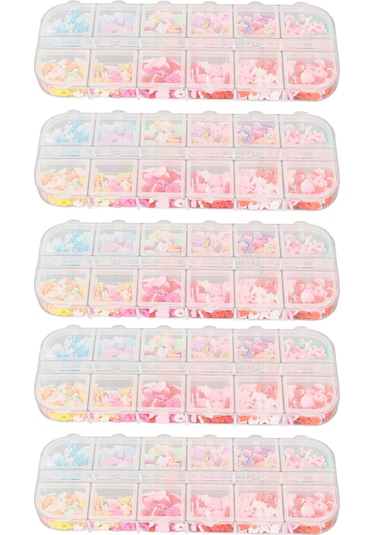 Kendin Yap Dekorasyonu İçin 12 Çeşit Renkli Kalp Yıldız Çiçek Desenli Tırnak Sanatı Süsü Kauçuk