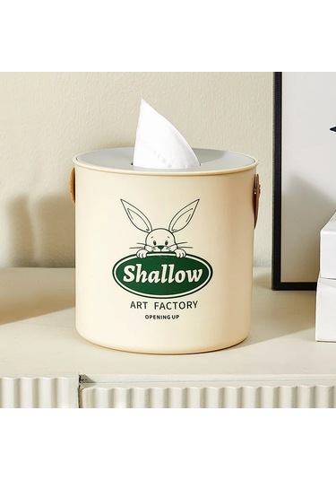 Yuvarlak Tavşan-sevimli Tavşan Masaüstü Doku Kutusu Taşınabilir Oturma Odası Banyo Kağıt Dağıtıcı Saplı Ev Araba Peçete Depolama Tutucu