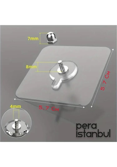 2 Adet Süper Güçlü Şeffaf Vidalı Çerçeve Askısı Resim Kancası Kendinden Yapışkanlı Şeffaf Yapışkan