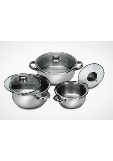 Gülsan Çakır 6 Parça Mini Çelik Tencere Seti Cam Kapak