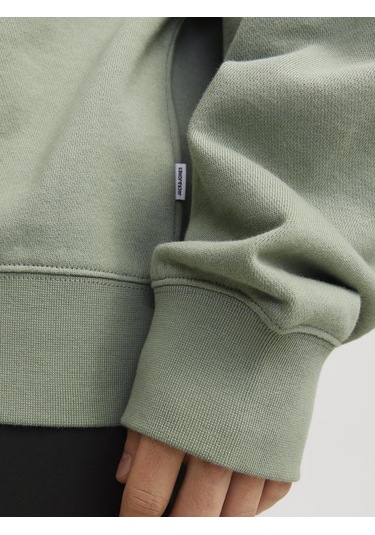 Jack & Jones Erkek Bisiklet Yaka Düz Renk Sweatshirt - Charge - 12257853 Iceberg Green Çok Renkli