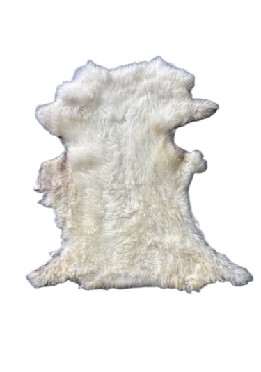 Gerçek Uzun Tüylü Koyun Postu - Naturel Uzun Tüylü Koyun Postu - Doğal Post Paspas Beyaz