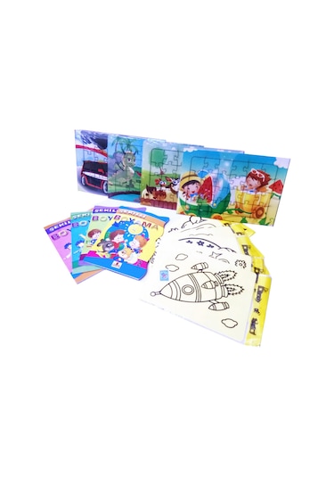 Çocuklar Için Aktivite Seti -12 Parça. Puzzle. Kum Boya. Boyamak.