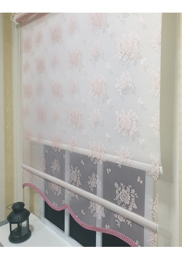 Storburada Çift Mekanizmalı Pembe Tül Perde Ve Ekru Stor Perde Stb2015-v09 Pembe