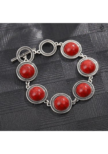 Bohem Etnik Tarzı Turkuaz El Takısı Klasik Açık Lüks Kırmızı Turkuaz Kırmızı