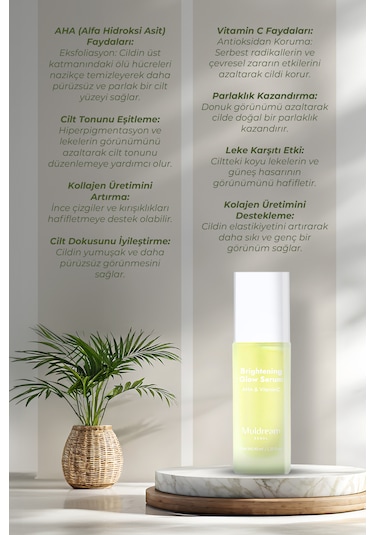 Muldream Brightening Glow AHA ve C Vitamin Serum 40 ML