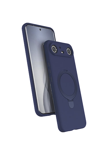 Tecno Spark Slim 5g Kılıf Magsafe Şarj Özellikli Standlı Sensitive Touch Samara Kapak Lacivert