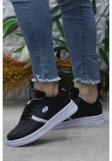 Fort Row Luna Siyah Beyaz Rahat Hafif Sneaker Kadın Spor Ayakkabı 001