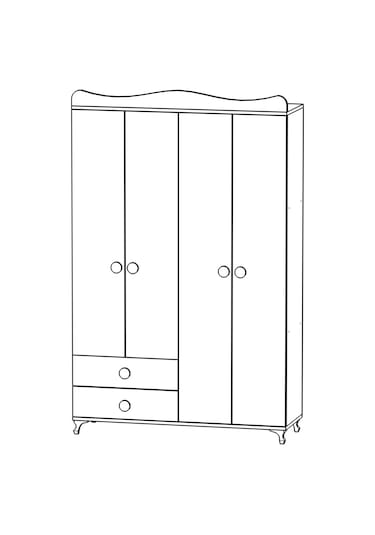 Garaj Home Yıldız 4 Kapaklı 2 Çekmeceli Dolap - Gri