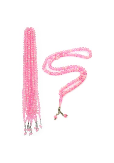 10 Adet 99lu Namaz Tesbihi 10mm Hac Umre Hediyelik - Pembe Pembe