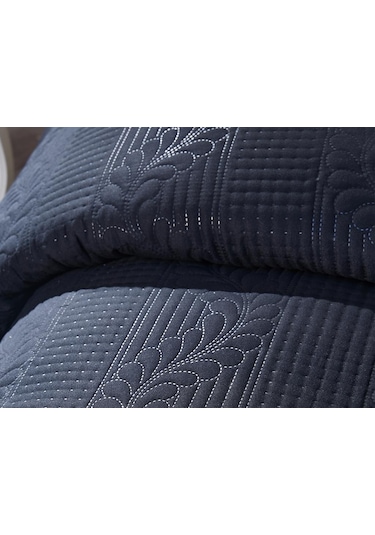 Ultrasonik Kapitoneli Sena Çift Kişilik Yatak Örtüsü Siyah Siyah