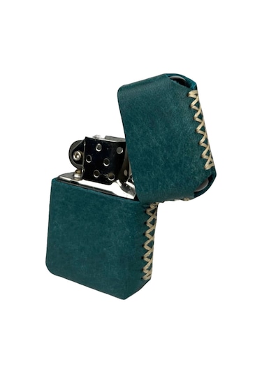 Handmade El Yapımı Hakiki Deri Zippo Modeli Çakmak Petrol Yeşili