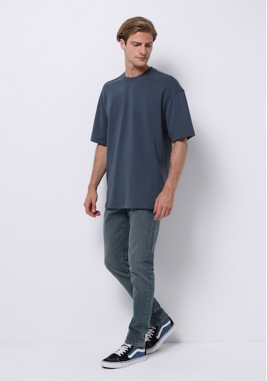 Colins Oversize Fit Yuvarlak Yaka Düz Erkek Mavi Kısa Kol Tişört Cl1076602 Q1.v1 Inv Indigo Colins Oversize Fit Yuvarlak Yaka Düz Erkek Mavi Kısa Kol Tişört Cl1076602 Q1.v1 Inv Indigo