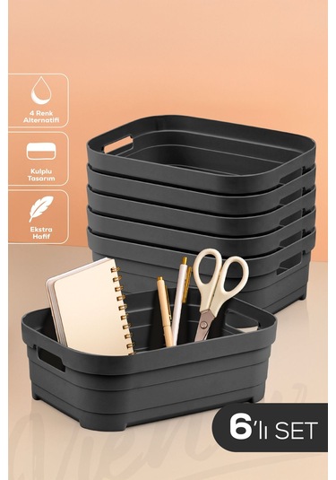 6'lı 2,8 Litre Saklama Kutusu Antrasit Antrasit