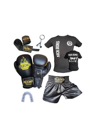 Kogam Boks Eldiveni, Leon Kick Boks Şortu, Tişört, Bandaj, Dişlik Seti