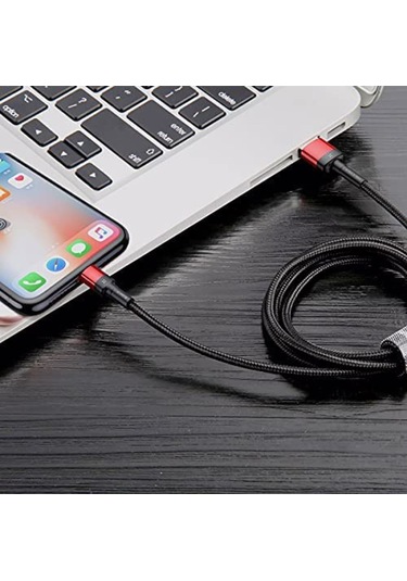 Baseus Cafule Calkfl-h91 2 Metre Apple Uyumlu iPhone Lightning Usb Kablo - 1.5a Hızlı Şarj, Kırmızı-siyah