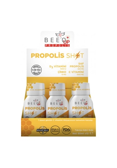 Bee'O Up Propolis D3 Vitamini Çinko C Vitamini 50Ml 12 Shot
