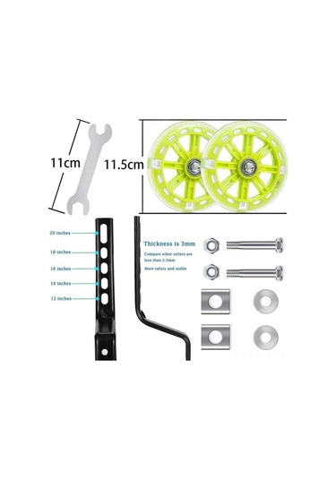 Ebitda Xindoker 12-20 İnç Bisikletler İçin Ayarlanabilir Eğitim Tekerlekleri - Sessiz Denge Tekerleği Seti Sarı/ Sarı
