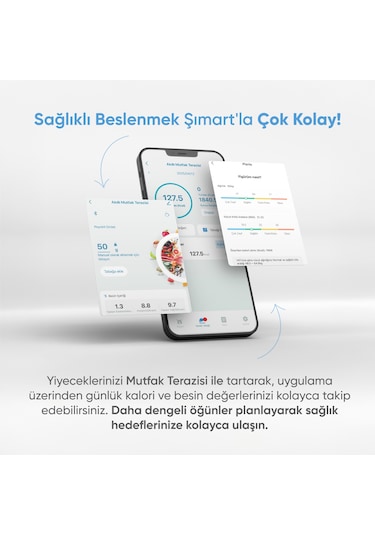 Şımart Akıllı Mutfak Terazisi Bluetooth Destekli Hassas Dijital Ölçüm