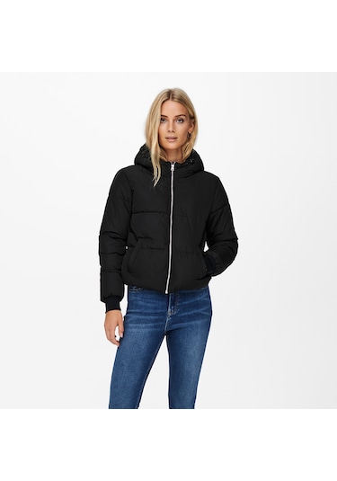Jacqueline De Yong Newerica Life Short Kadın Siyah Kapüşonlu Ceket Siyah