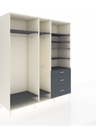 Kronos Dolap 9 Raflı 3 Çekmeceli 3 Askılı 220x59x243 Aytaşı-antrasit/antrasit Antrasıt/antrasıt