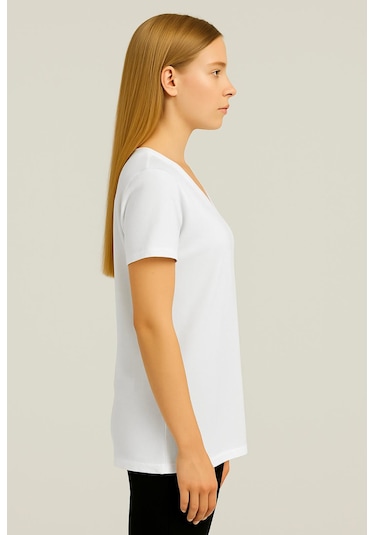 Axxel Kadın Beyaz Kısa Kollu Oversize T-shirt-d804-k Beyaz