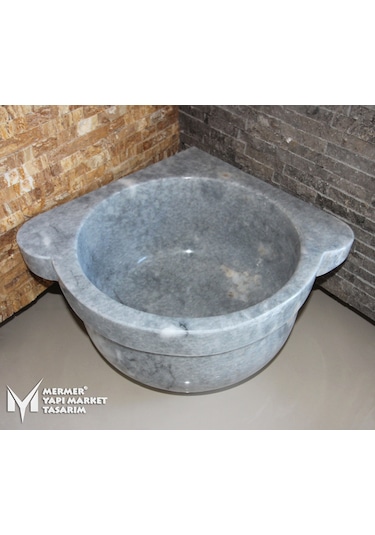 Afyon Gri Mermer Düz Köşe Kurna