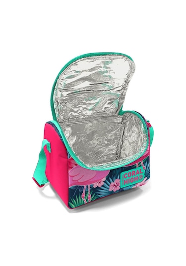 Coral High Kids Neon Mercan Su Yeşili Flamingo Desenli 3 Lü Okul Çanta Seti Set0114377