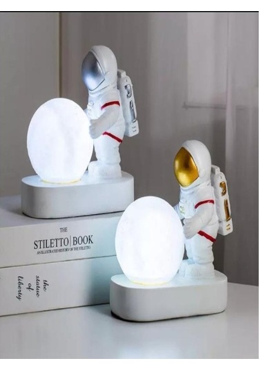 Ev Dekorasyon 3d Sevimli Astronot Lamba Masa Üstü Gece Lambası Beyaz