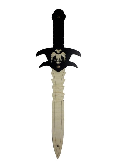 Ahşap Çift Başlı Selçuklu Kalkanı ve Kılıcı  Siyah