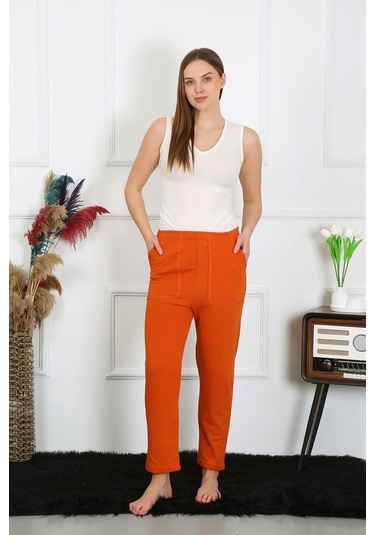 Akbeniz Kadın Pamuk Cepli 3 İplik Alt Eşofman Kremit 27510-kremit Kiremit