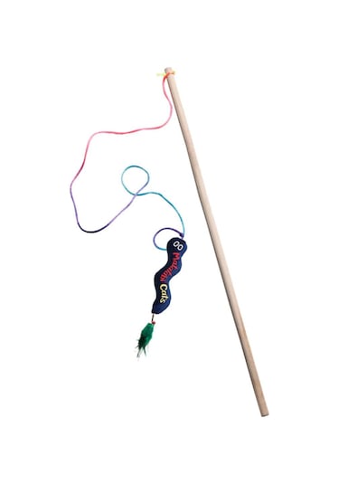 Matatabi Cats Wormy Ahşap Saplı Peluş Oyuncaklı Kedi Oltası 45 CM