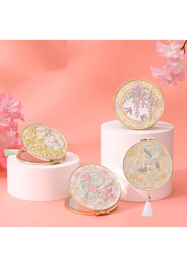 Suntek Seyahat Makyaj Aynası Yuvarlak Yaratıcı Kozmetik Çanta Sarı