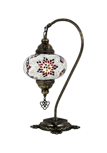 Mozaik Lamba Renkli Desenli Abajur Yatak Odası Başucu Lambası Çok Renkli