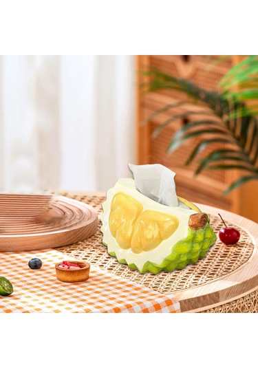 Homyl Durian Şekilli Mendil Kutusu Sevimli Dispenseri Banyo Yeşil
