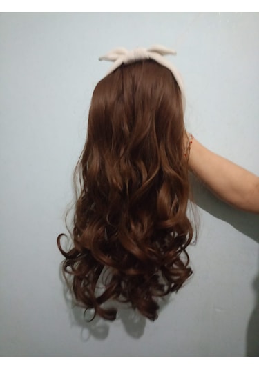 Naturel Peruk Taclı Yarım Ay Kahve