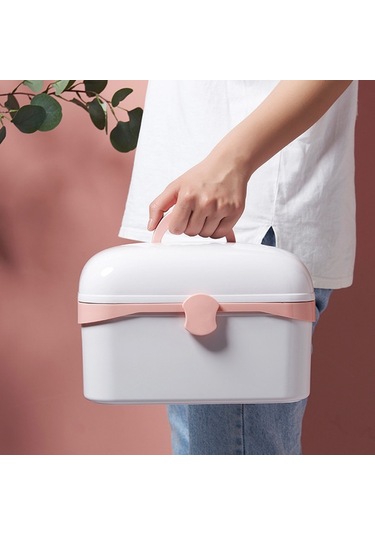 Sones Çok İşlevli Toz Geçirmez Mücevher Kozmetik Plastik Kutu Ev Taşınabilir İlaç Kutusu Kılıfı, Boyut:u 27.5x19x18cm Beyaz