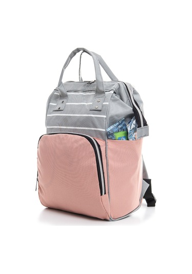 Anne Bebek Bakım Sırt Çantası Pembe Termos Bölmeli Pembe