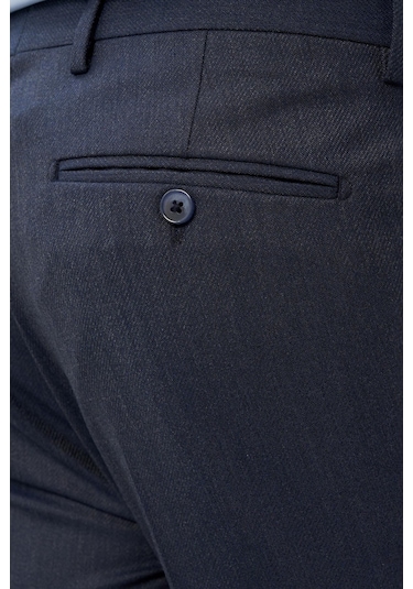 Lacivert Düz Gabardin Esnek Yan Cep Slim Fit Classic Pantolon 1003245209 202 Lacivert