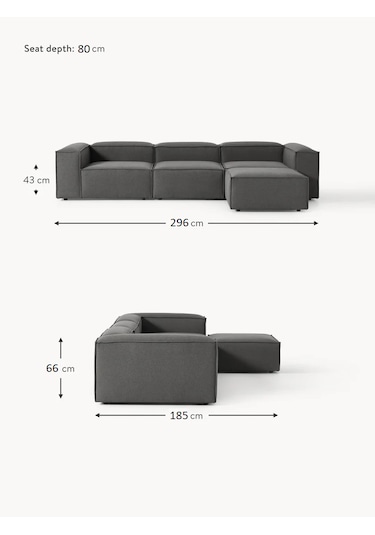Most Mollis 4 Modül Köşe Koltuk 13 Siyah Nubuk Kumaş Yumuşak Süng