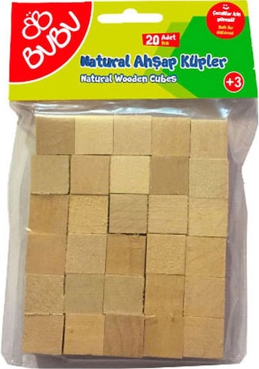 Bu-Bu Hs0033 20 Prç Ahşap Küpler Natural