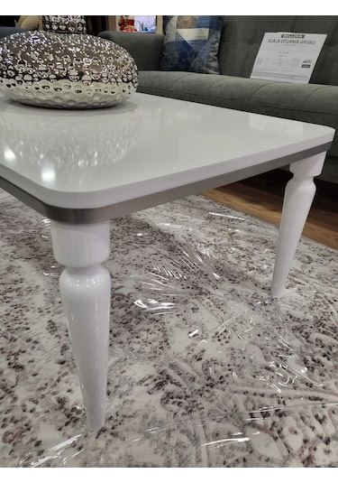 Akset Orta Sehpa Lüx Beyaz Gümüş