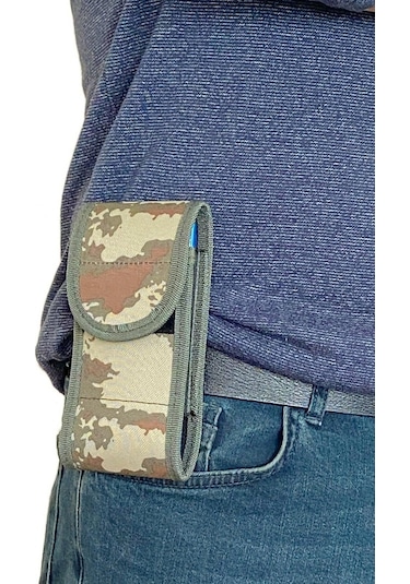 Lederax Ld170 Kanvas Kumaş Cırt Kapaklı Kemere Takılan Telefon Kı